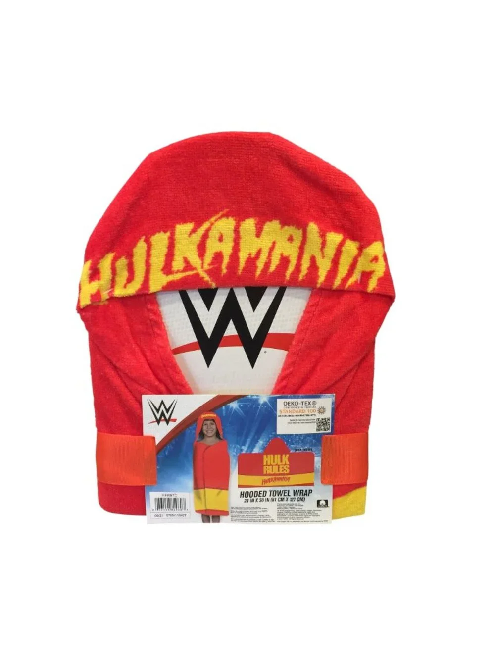 HULKAMANIA Child's Hooded Towel Wrap Red Gold 24